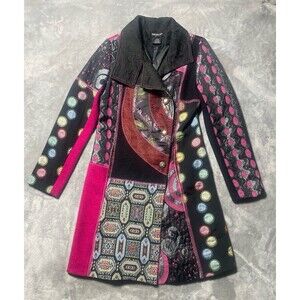 Neslay Paris Art Patchwork Tapestry Women’s S Coat Art to Wear Whimsigoth Boho